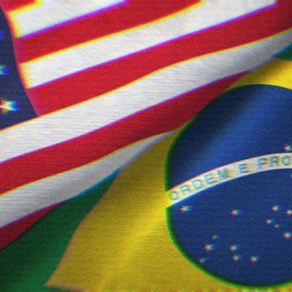 The Brazilian flag next to the American flag.
