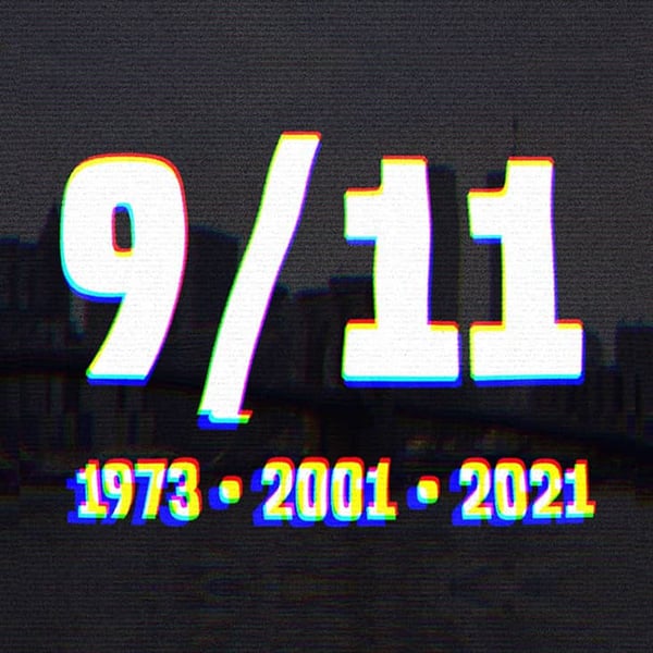 White text on a black background that says 9/11: 1973, 2001, 2021.