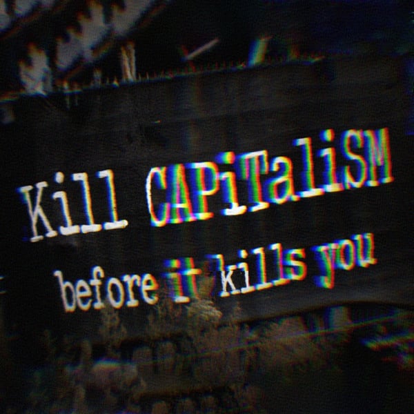 A Banner that says' Kill Capitalism Before It Kills You.'