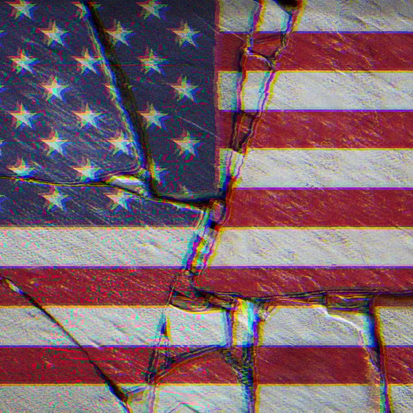 A fractured American Flag.