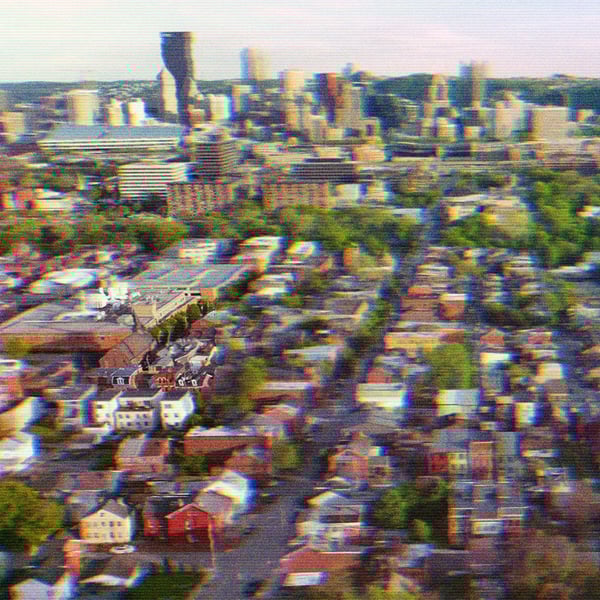 An aerial overview of Pittsburgh's North Side.