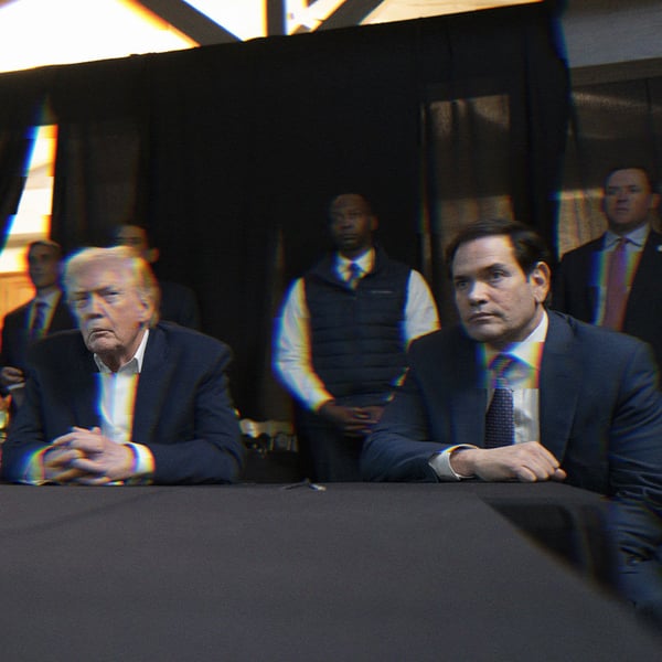 John Ratcliffe, Donald Trump and Marco Rubio watching the Venezuela invasion from a room at Mar-a-Lago.