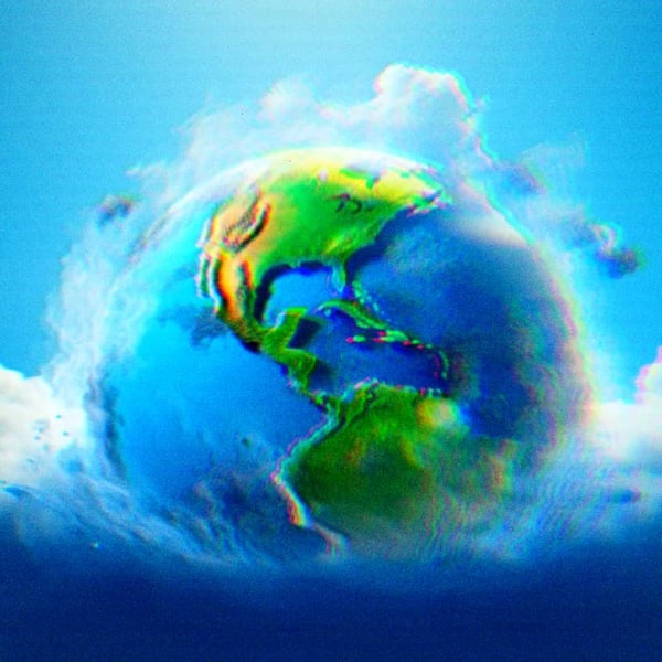 Rendering of the earth and the ozone layer.