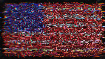The American flag, made of bullets.