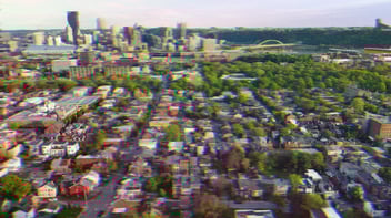 An aerial overview of Pittsburgh’s North Side.