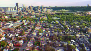 An aerial overview of Pittsburgh’s North Side.