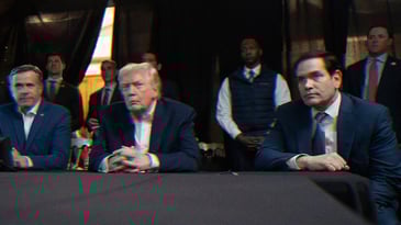 John Ratcliffe, Donald Trump and Marco Rubio watching the Venezuela invasion from a room at Mar-a-Lago.