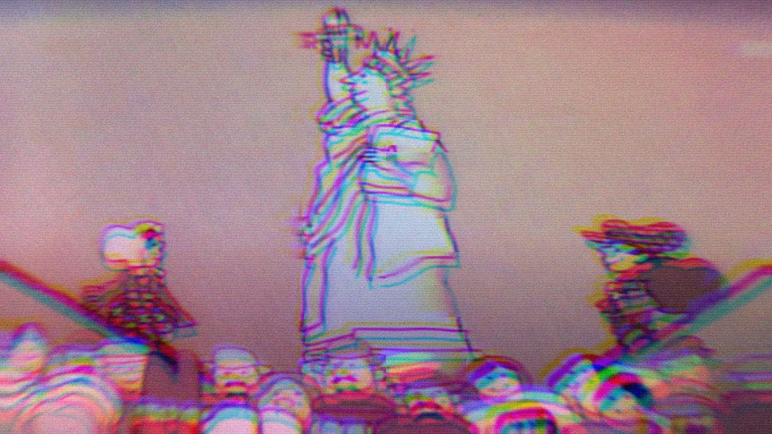 Screenshot of the Statue of Liberty from the Schoolhouse Rock Song The Great American Melting Pot.