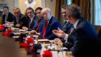 Sean Duffy speaks to Donald Trump during a cabinet meeting.