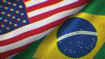 The Brazilian flag next to the American flag.