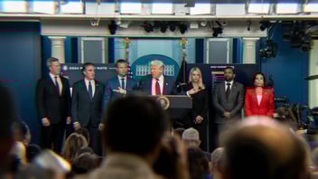 Trump holding a press conference on crime in DC, Monday, August 11, 2025.