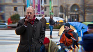 Chris Hedges Speaking at an event.