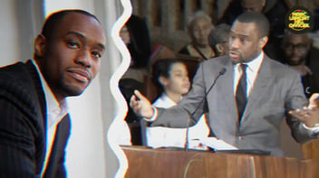 Two images of Marc Lamont Hill with his official logo.