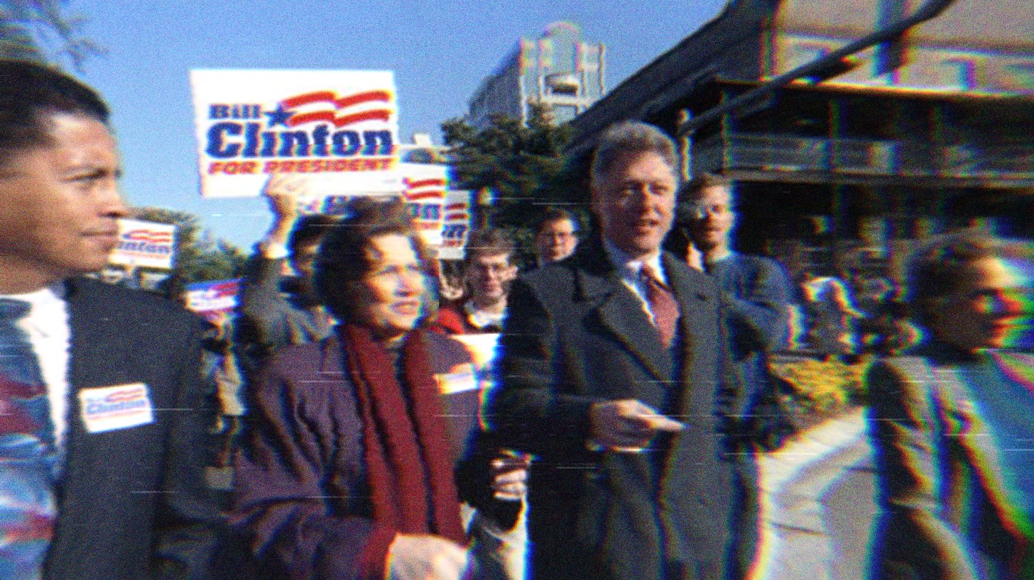 Bill Clinton campaigning on S. Adams St. in Tallahassee during the 1992 presidential election