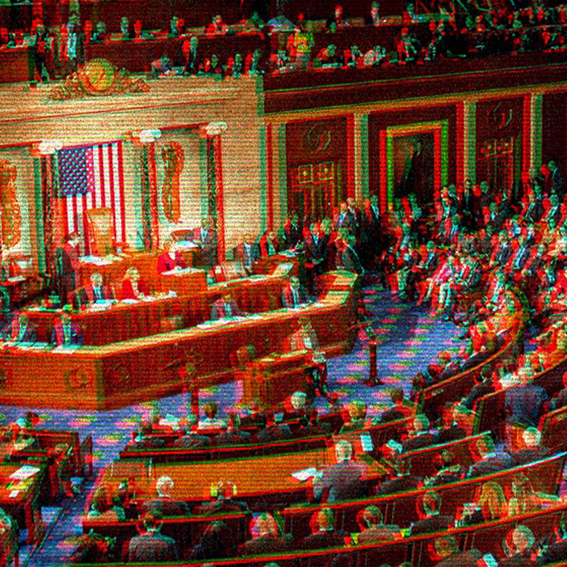 Congress in session with a glitchy filter.
