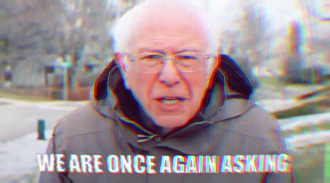 Bernie Sanders, with text that says, 