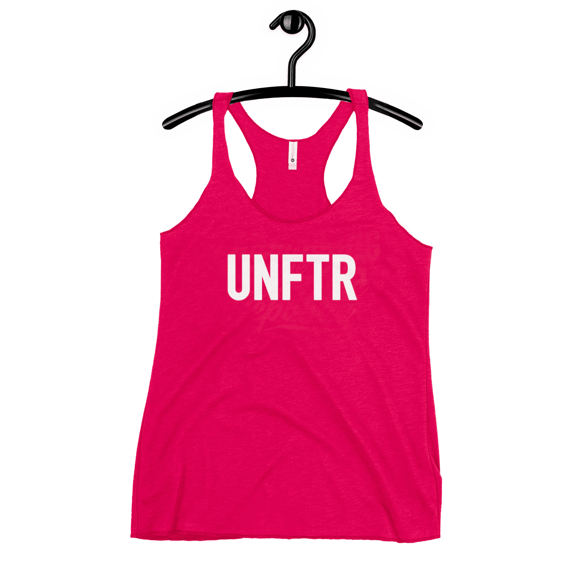 Fitted Tank top in bright pink with White Unf_cking The Republic logo on the chest (1)