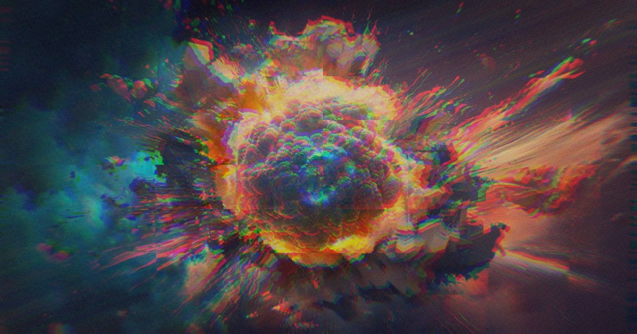 A colorful explosive burst in the sky.