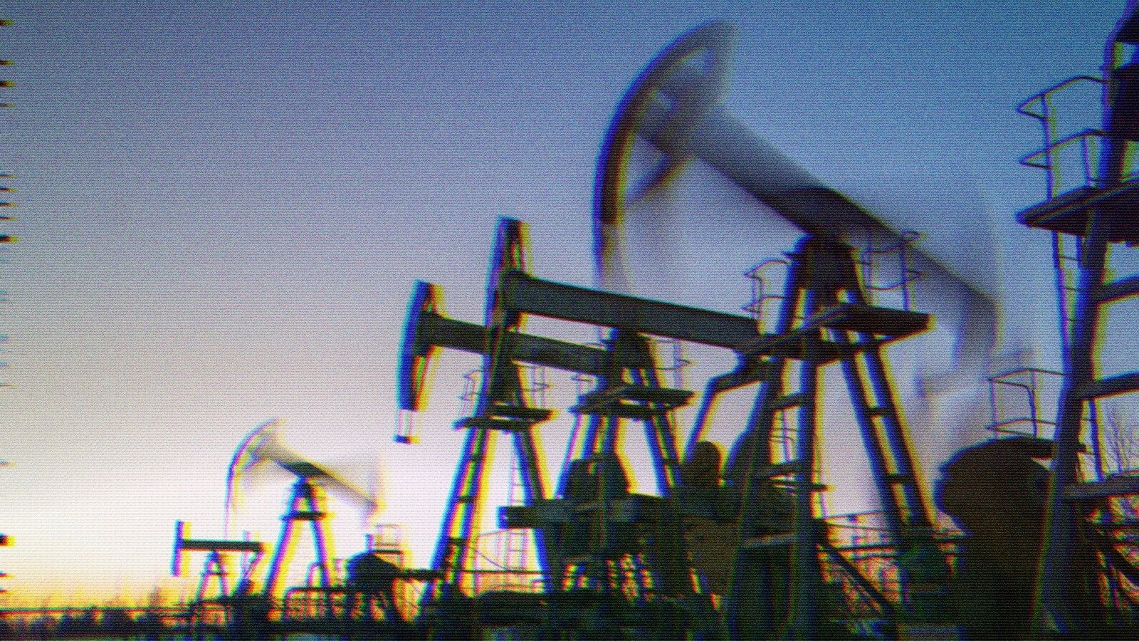 Oil drillers in motion.