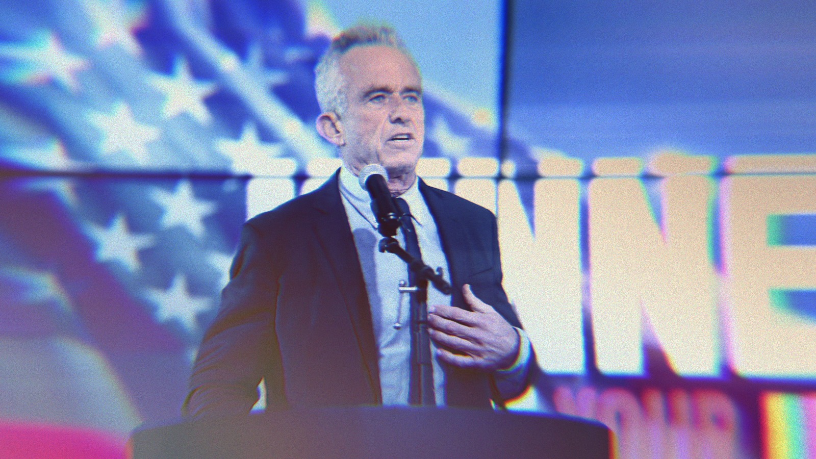 Robert F. Kennedy Jr. speaking at a podium.