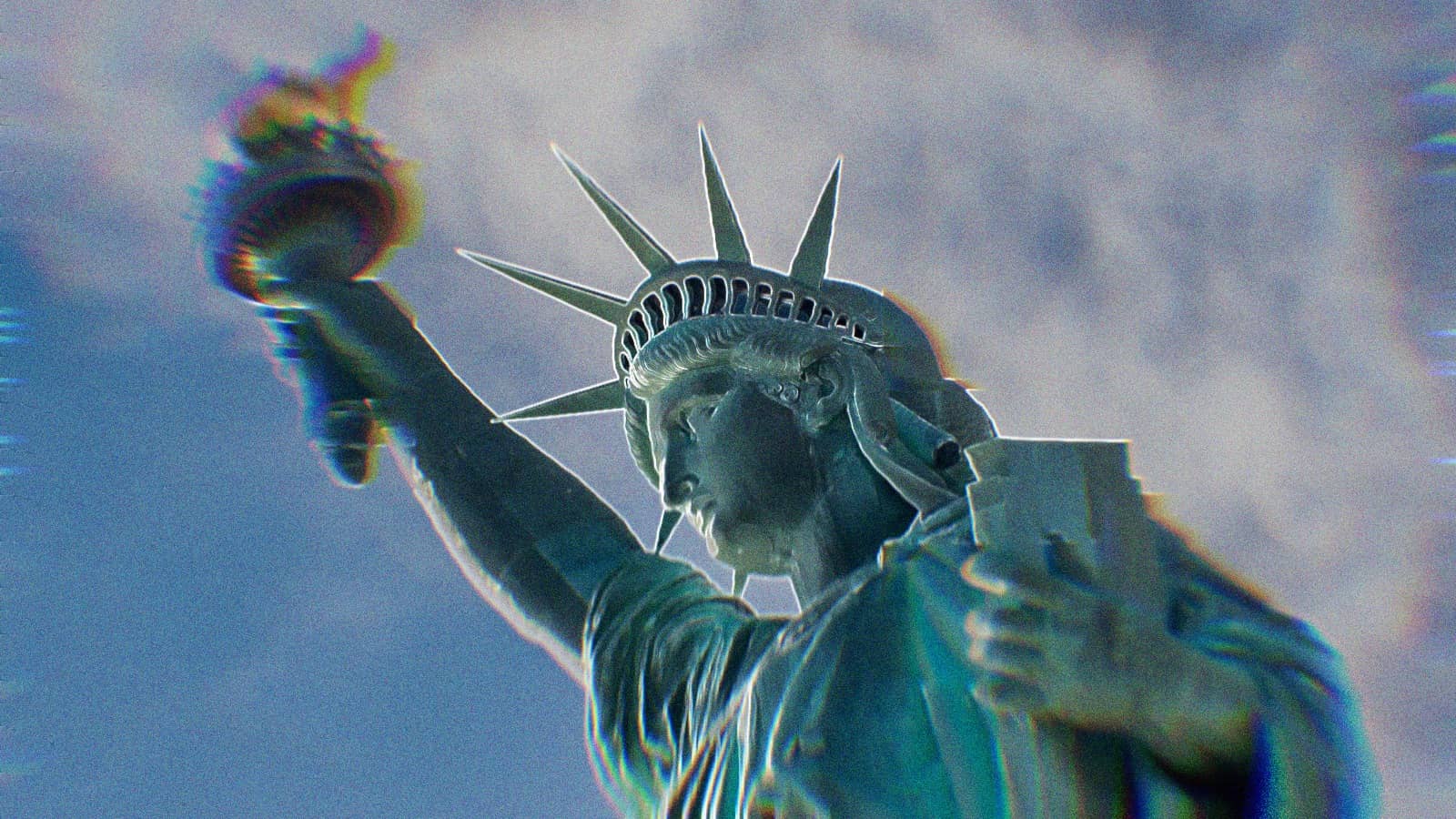 The Statue of Liberty from a low vantage point.